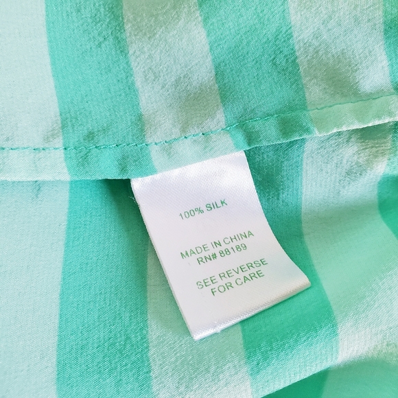 LILLY PULITZER Elsa Striped Silk Green Top XS - Picture 3 of 8